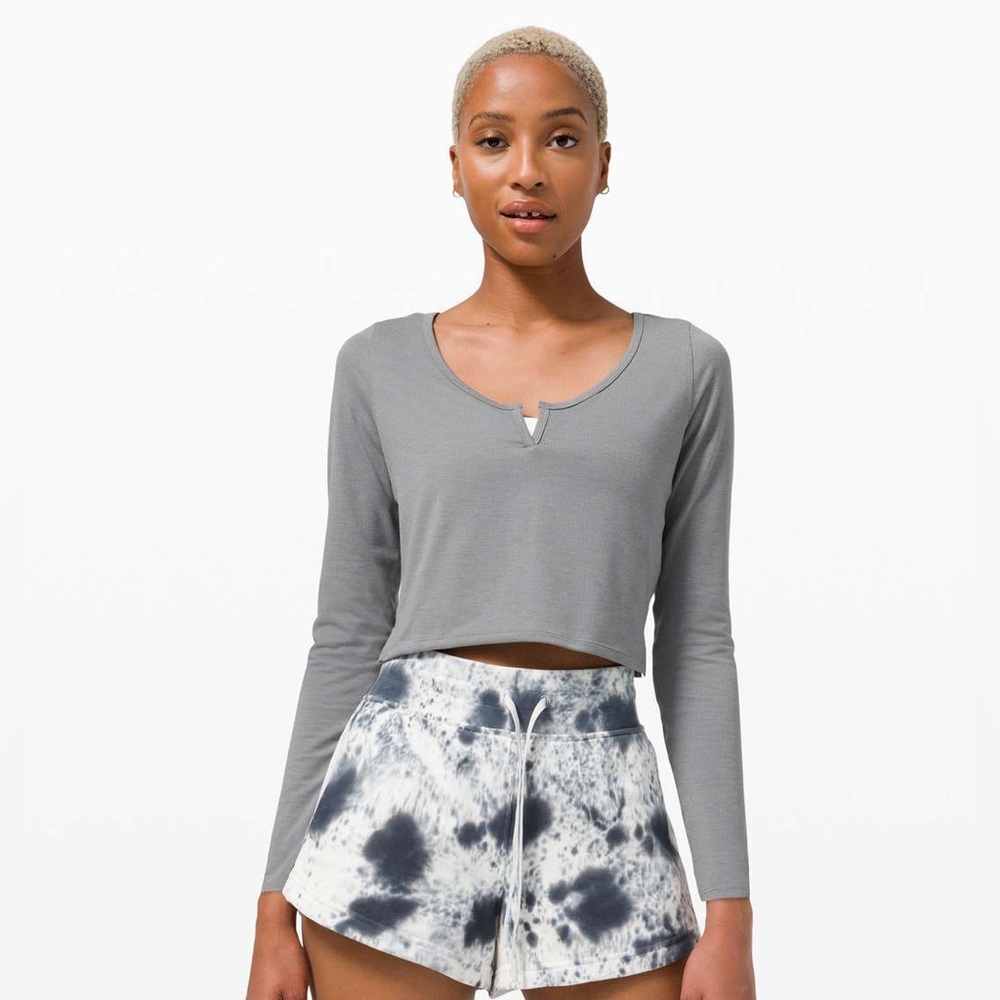 NWOT lululemon Cropped Henley Long Sleeve - Grey - Size 12